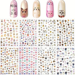 8pcs Cat Nail Art Stickers Self Adhesive Nail Art Decals For DIY Or Nail Salons