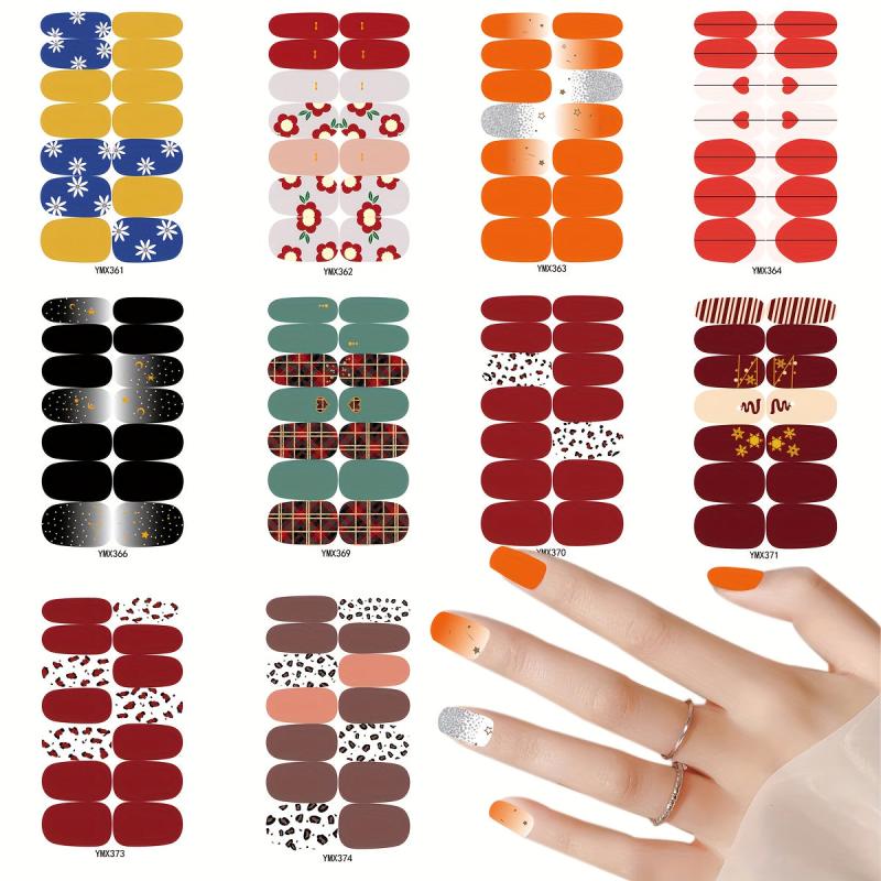 10 Sheets Solid Nail Polish Strips Self Adhesive Nail Stickers