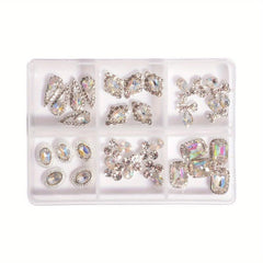 30pcs Large 3D Silvery Alloy Nail AB Rhinestones Charm
