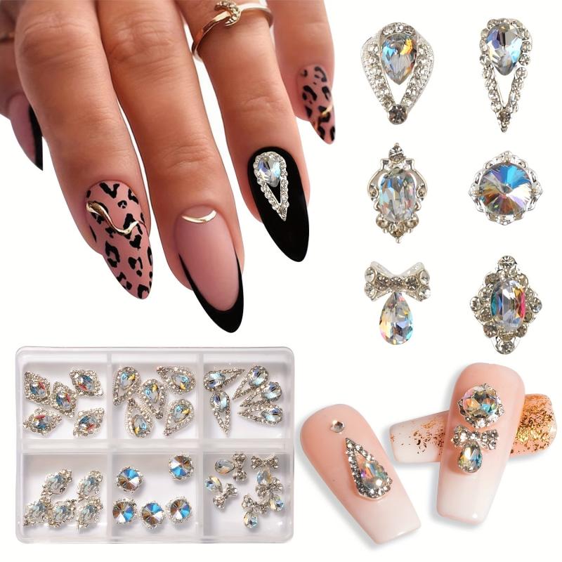 30pcs Large 3D Silvery Alloy Nail AB Rhinestones Charm