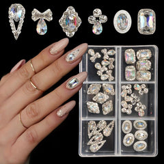 30pcs Large 3D Silvery Alloy Nail AB Rhinestones Charm