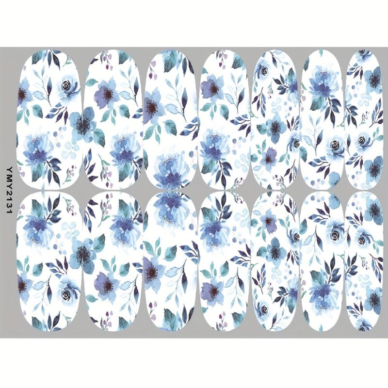 Colorful Flower Nail Polish Stickers Self Adhesive Gel Nail Decals