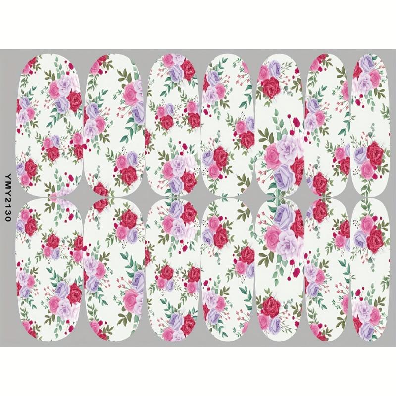 Colorful Flower Nail Polish Stickers Self Adhesive Gel Nail Decals