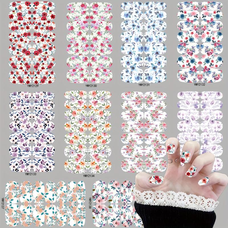 Colorful Flower Nail Polish Stickers Self Adhesive Gel Nail Decals