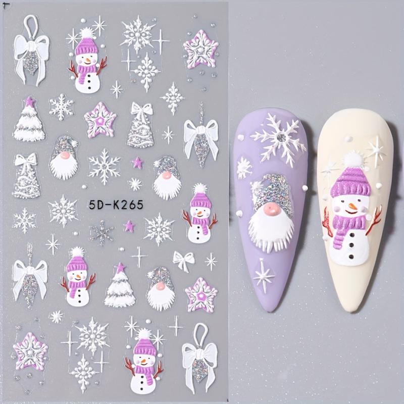Embossed Glitter Holiday Nail Art Stickers