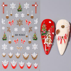 Embossed Glitter Holiday Nail Art Stickers