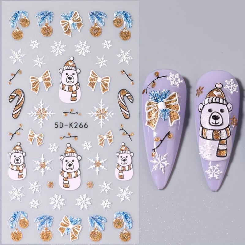 Embossed Glitter Holiday Nail Art Stickers