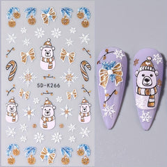 Embossed Glitter Holiday Nail Art Stickers