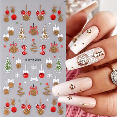 Embossed Glitter Holiday Nail Art Stickers