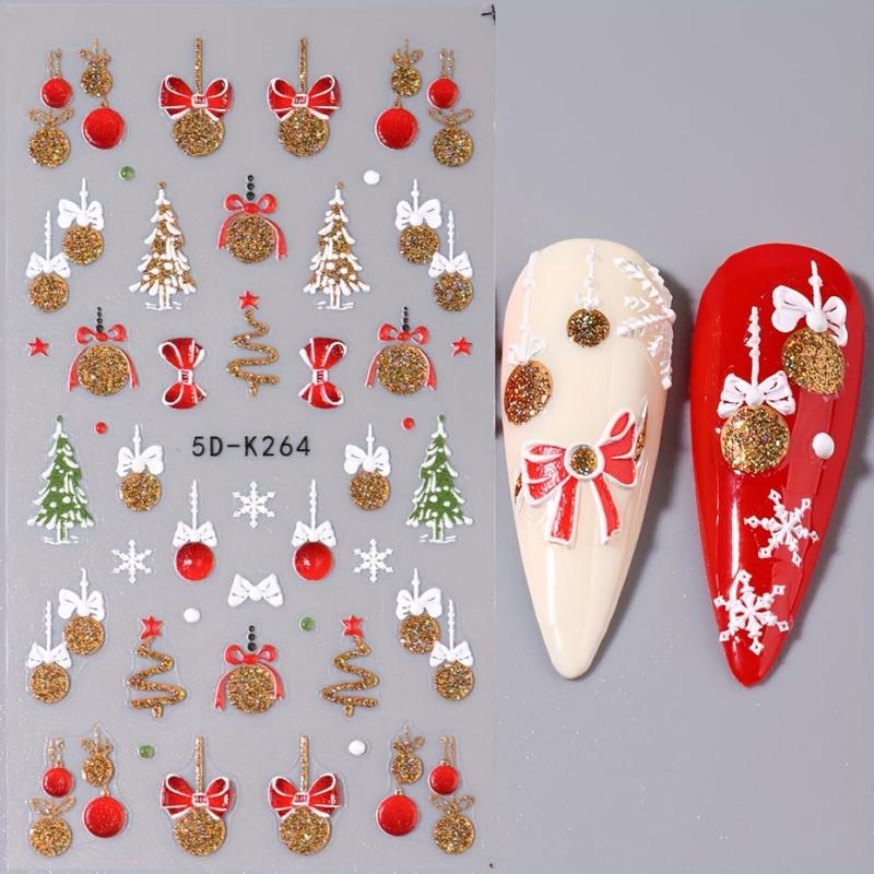 Embossed Glitter Holiday Nail Art Stickers