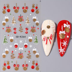 Embossed Glitter Holiday Nail Art Stickers
