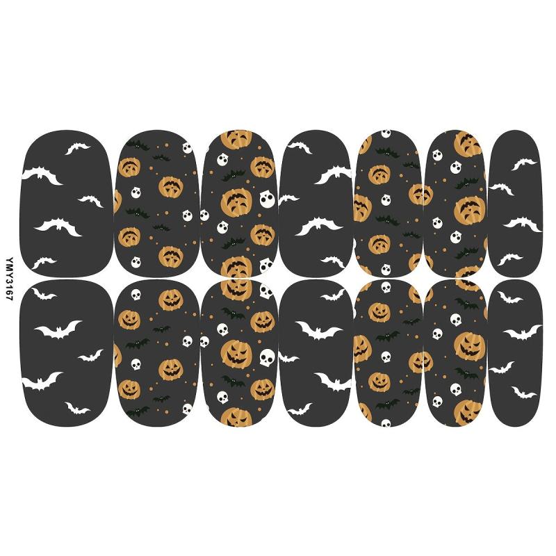 Halloween Nail Art Strips Pumpkin Spider Web Bat Ghost Nail Polish Decals