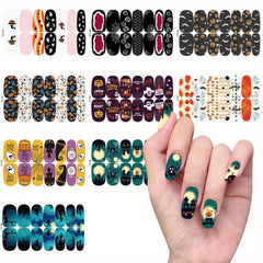 Halloween Nail Art Strips Pumpkin Spider Web Bat Ghost Nail Polish Decals