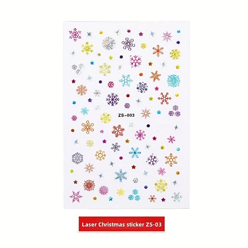 Laser Christmas Nail Art Stickers - Santa Claus Snowflake Snowman Decals