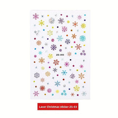 Laser Christmas Nail Art Stickers - Santa Claus Snowflake Snowman Decals