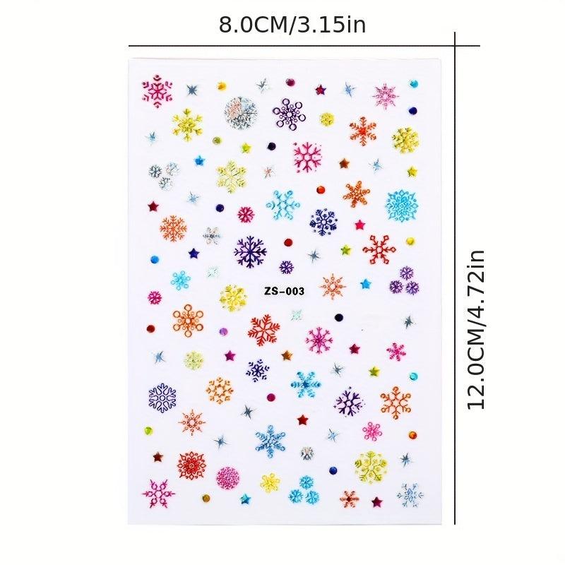 Laser Christmas Nail Art Stickers - Santa Claus Snowflake Snowman Decals