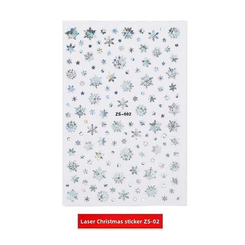 Laser Christmas Nail Art Stickers - Santa Claus Snowflake Snowman Decals