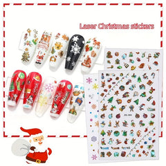 Laser Christmas Nail Art Stickers - Santa Claus Snowflake Snowman Decals