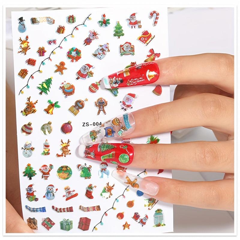 Laser Christmas Nail Art Stickers - Santa Claus Snowflake Snowman Decals