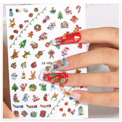 Laser Christmas Nail Art Stickers - Santa Claus Snowflake Snowman Decals