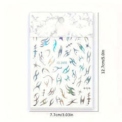 Flame Nail Stickers French Tip Nail Decals Self Adhesive 3D Nail Art Supplies