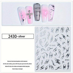 Flame Nail Stickers French Tip Nail Decals Self Adhesive 3D Nail Art Supplies