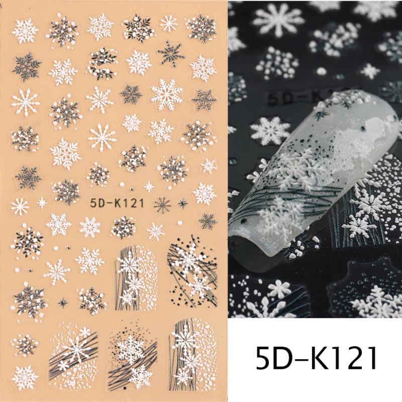 5D Snowflake Embossed Nail Art Sticker, Nail Art Slider Decoration
