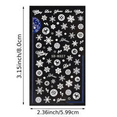 5D Snowflake Embossed Nail Art Sticker, Nail Art Slider Decoration