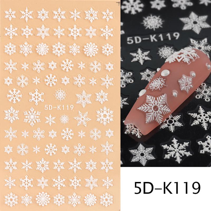 5D Snowflake Embossed Nail Art Sticker, Nail Art Slider Decoration