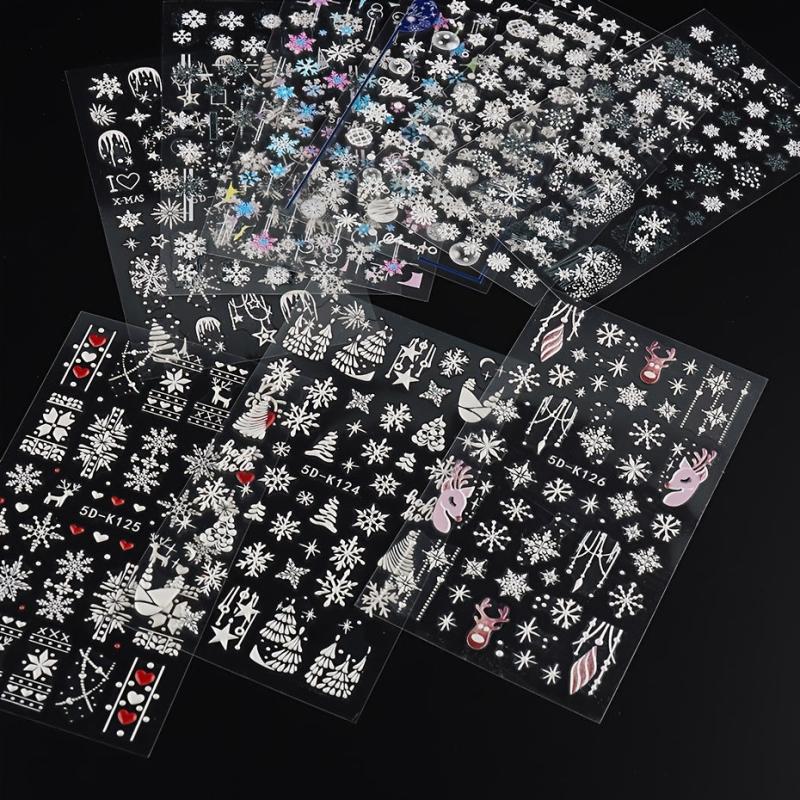 5D Snowflake Embossed Nail Art Sticker, Nail Art Slider Decoration