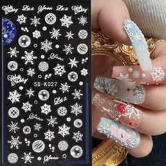 5D Snowflake Embossed Nail Art Sticker, Nail Art Slider Decoration