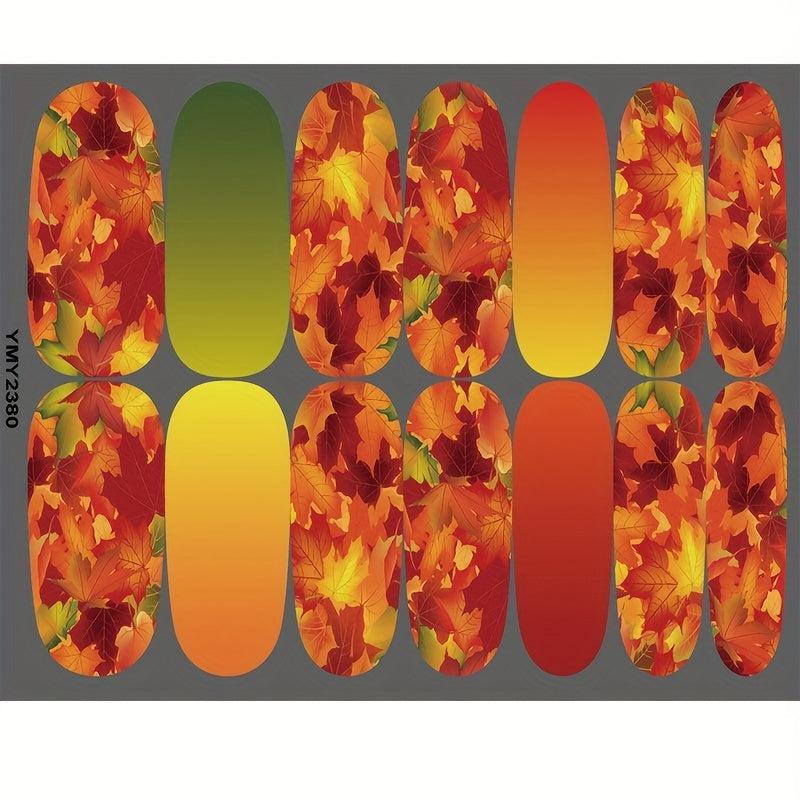 Maple Leaf Fall Nail Wraps Stickers Self Adhesive Thanksgiving Nail Decals