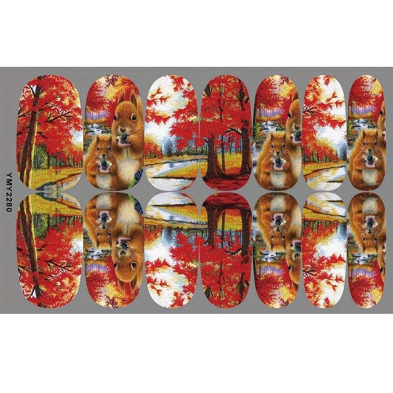 Maple Leaf Fall Nail Wraps Stickers Self Adhesive Thanksgiving Nail Decals