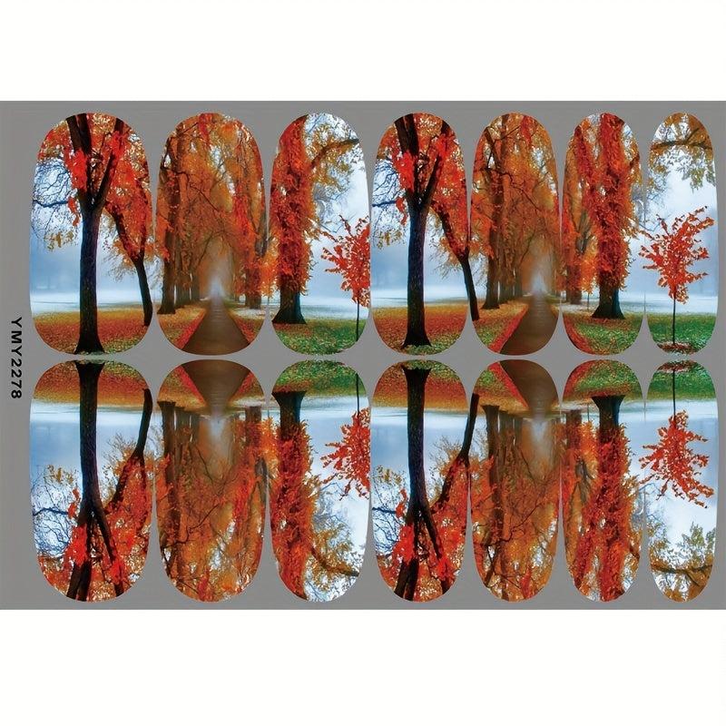 Maple Leaf Fall Nail Wraps Stickers Self Adhesive Thanksgiving Nail Decals