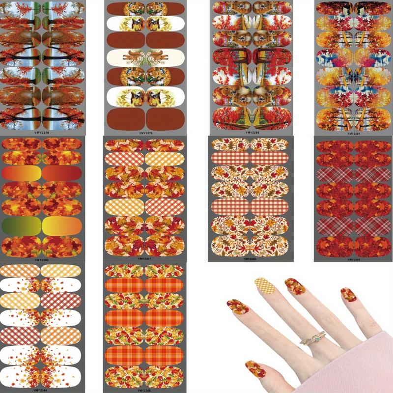 Maple Leaf Fall Nail Wraps Stickers Self Adhesive Thanksgiving Nail Decals