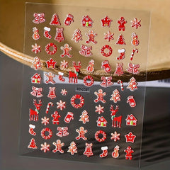 5D Christmas Nail Art Stickers Santa Elk Snowflake Decals Self Adhesive