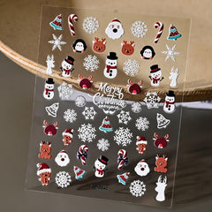 5D Christmas Nail Art Stickers Santa Elk Snowflake Decals Self Adhesive