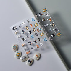 2pcs 5D Dog Cat Nail Art Stickers Kitten Paw Nail Decals