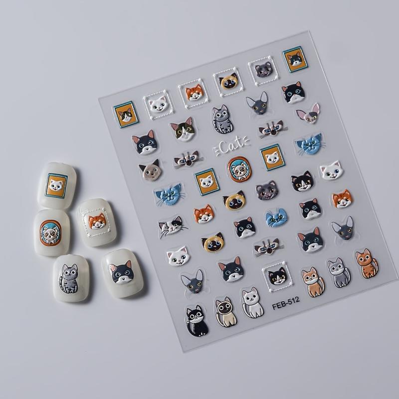 2pcs 5D Dog Cat Nail Art Stickers Kitten Paw Nail Decals