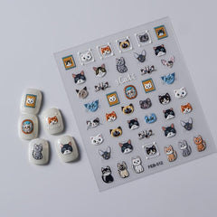 2pcs 5D Dog Cat Nail Art Stickers Kitten Paw Nail Decals