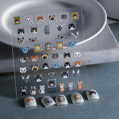 2pcs 5D Dog Cat Nail Art Stickers Kitten Paw Nail Decals