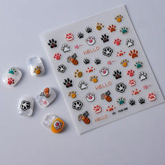 2pcs 5D Dog Cat Nail Art Stickers Kitten Paw Nail Decals