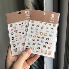2pcs 5D Dog Cat Nail Art Stickers Kitten Paw Nail Decals