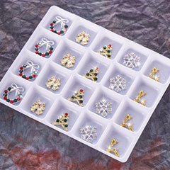 20pcs Christmas Nail Charms w/ Rhinestone 3D Nail Gem Accessories