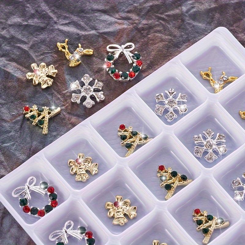 20pcs Christmas Nail Charms w/ Rhinestone 3D Nail Gem Accessories