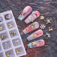 20pcs Christmas Nail Charms w/ Rhinestone 3D Nail Gem Accessories
