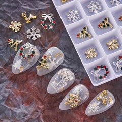 20pcs Christmas Nail Charms w/ Rhinestone 3D Nail Gem Accessories