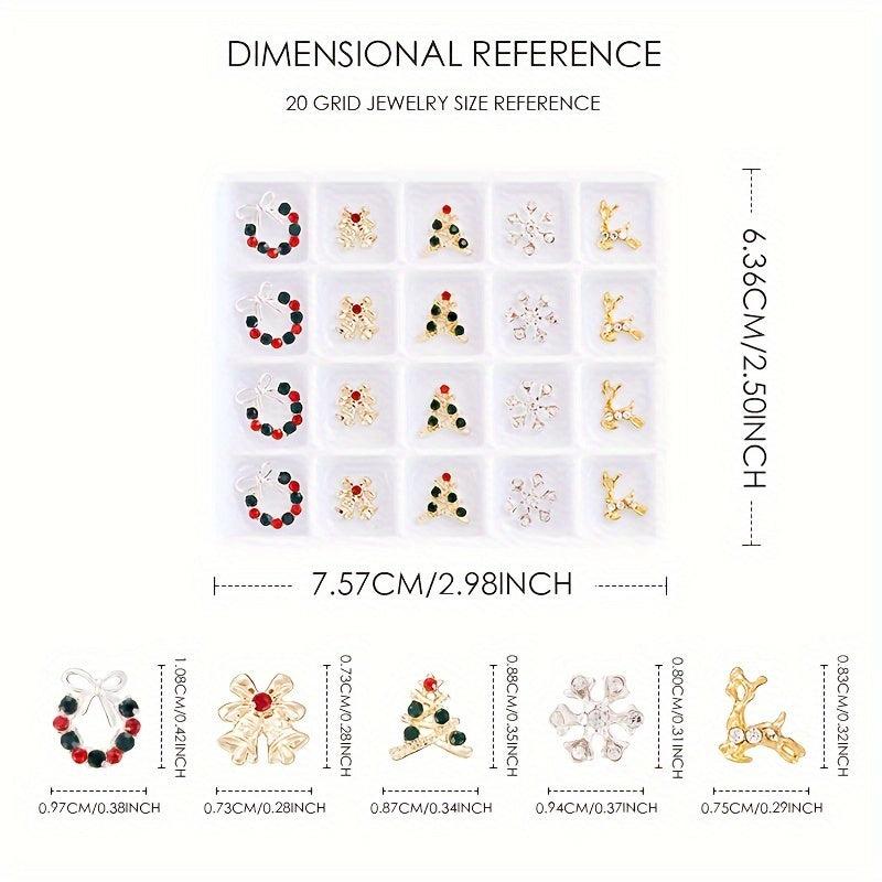 20pcs Christmas Nail Charms w/ Rhinestone 3D Nail Gem Accessories