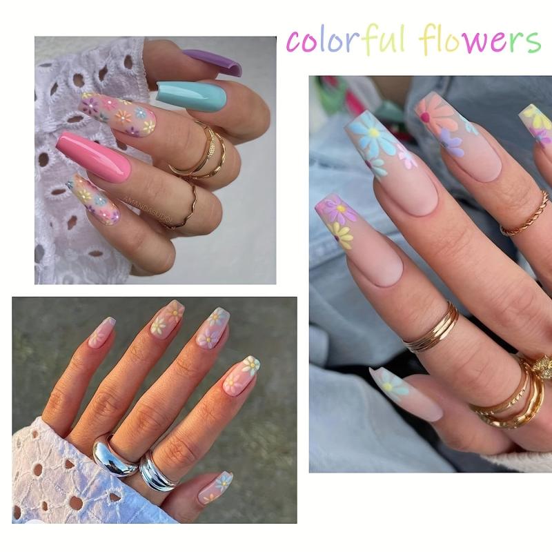 5D Embossed Flower Bunny Nail Art Stickers Self Adhesive Daisy Nail Art Decals
