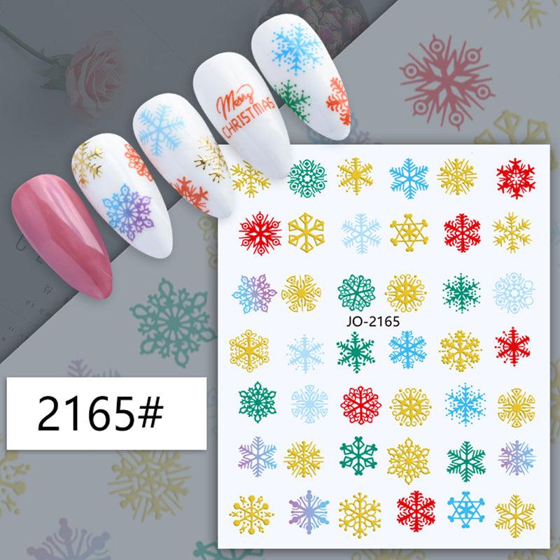 1 Pcs Colorful Snowflake Elk Christmas Nail Art Sticker Nail Decals